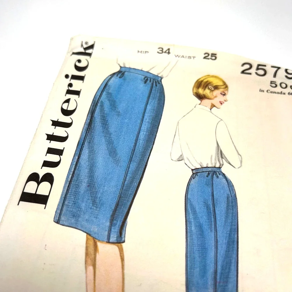 Butterick Vintage 1960's Pattern #2579 Misses Match Box Skirt Waist 25 HTF‎